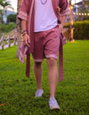 Woodblock Cotton Shorts (Pink)