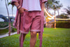 Cotton Woodblock Robe and Shorts Set (Pink)