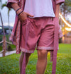 Woodblock Cotton Shorts (Pink)