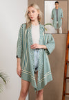 Short Wood Block Kimono (Teal)